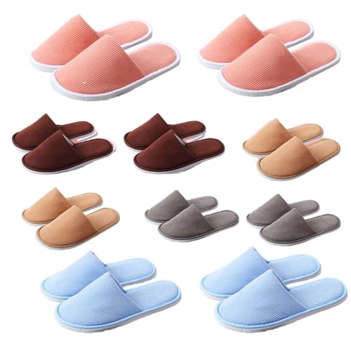 Teceyfeet 10 Paar Unisex Gästehausschuhe Set Hotelslipper Winter warm Bequeme Washable Antirutsch Hausschuhe Hochwertige Gästepantoffeln Slipper von Teceyfeet