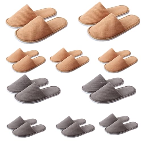 Teceyfeet 10 Paar Unisex Gästehausschuhe Set Hotelslipper Winter warm Bequeme Washable Antirutsch Hausschuhe Hochwertige Gästepantoffeln Slipper von Teceyfeet