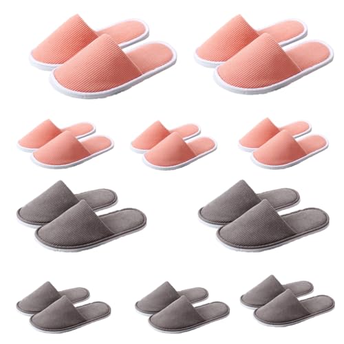 Teceyfeet 10 Paar Unisex Gästehausschuhe Set Hotelslipper Winter warm Bequeme Washable Antirutsch Hausschuhe Hochwertige Gästepantoffeln Slipper von Teceyfeet