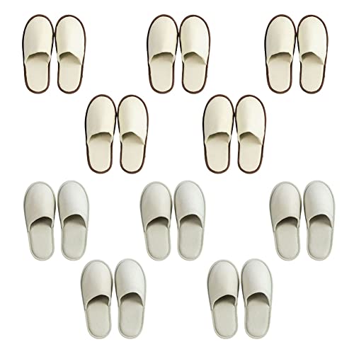 Teceyfeet Gästehausschuhe 10er Set, Unisex Hausschuhe Set Hochwertig Einweg Hotelslipper Winter Warm Antirutsch Filzpantoffel Gästepantoffeln Badeslipper Pantoffeln Hausschuhe für Gäste von Teceyfeet