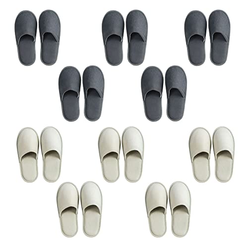 Teceyfeet 10er Set Gästehausschuhe, Unisex Hausschuhe Set Hochwertig Hotelslipper Badeslipper Gästepantoffeln von Teceyfeet