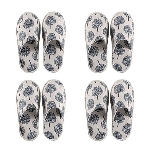 Teceyfeet 4 Paar Hotelslipper Set, Pantoffeln Hausschuhe Geschlossen Zehe Universalgröße Bequeme Washable Rutschfester Gästehausschuhe Slipper Damen und Herren von Teceyfeet