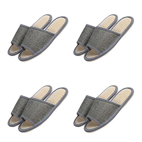 Teceyfeet 4 Paare Hotelslipper Set, Waschbar Badepantoletten Anti-Rutsch Gästehausschuhe Hausschuhe Baumwolle & Leinen Pantoffeln Bequeme Slip-on Slippers Pantoffeln für Frauen Männer von Teceyfeet