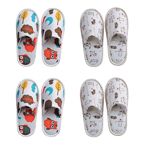 Teceyfeet 4 Paare Kinder Hausschuhe, 22cm Einwegslipper Pantoffeln Hausschuhe Rutschfeste Gästepantoffeln,Hotelslipper Frottierslipper für Junge Mädchen von Teceyfeet
