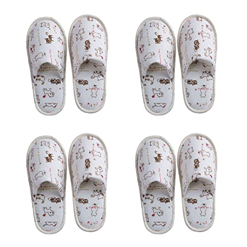 Teceyfeet 4 Paare Kinder Hausschuhe, 22cm Einwegslipper Pantoffeln Hausschuhe Rutschfeste Gästepantoffeln,Hotelslipper Frottierslipper für Junge Mädchen von Teceyfeet