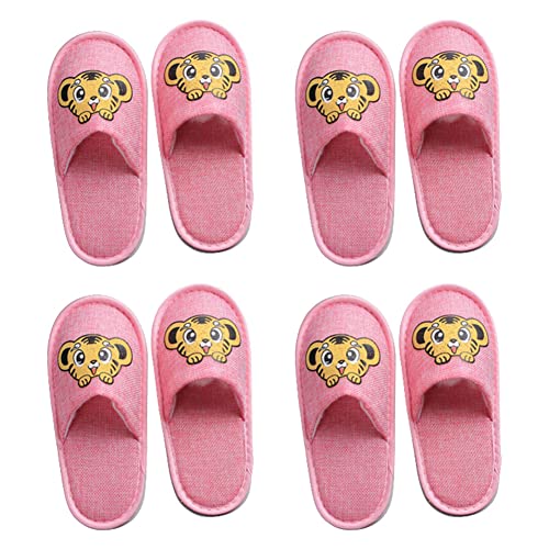 Teceyfeet 4 Paare Kinder Hausschuhe, 22cm Einwegslipper Pantoffeln Hausschuhe Rutschfeste Gästepantoffeln,Hotelslipper Frottierslipper für Junge Mädchen von Teceyfeet