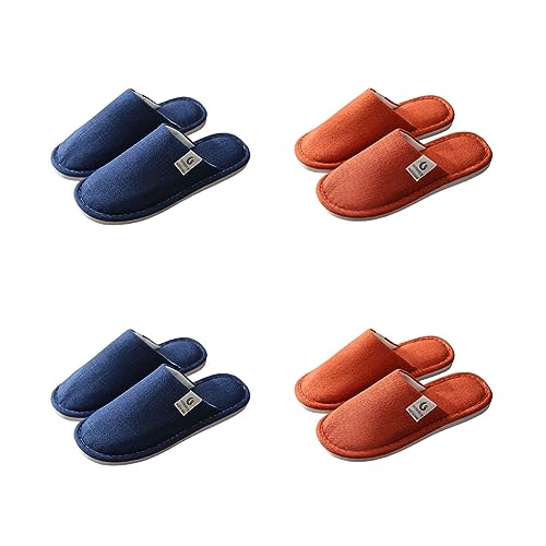 Teceyfeet 4 Paare Unisex Hausschuhe Sets,Badelatschen Gästehausschuhe Warm Pantoffeln waschbare Slippers Duschschlappen Rutschfeste Baumwollpantoffeln im Herbst und Winter von Teceyfeet