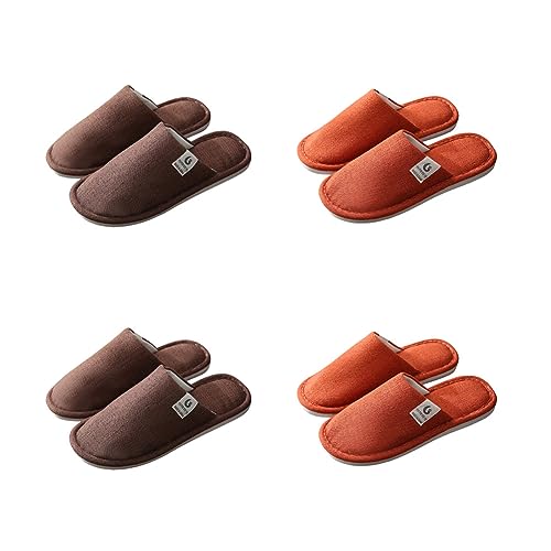 Teceyfeet 4 Paare Unisex Hausschuhe Sets,Badelatschen Gästehausschuhe Warm Pantoffeln waschbare Slippers Duschschlappen Rutschfeste Baumwollpantoffeln im Herbst und Winter von Teceyfeet