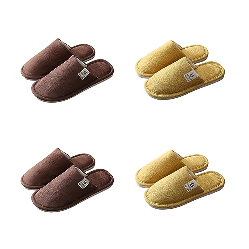 Teceyfeet 4 Paare Unisex Hausschuhe Sets,Badelatschen Gästehausschuhe Warm Pantoffeln waschbare Slippers Duschschlappen Rutschfeste Baumwollpantoffeln im Herbst und Winter von Teceyfeet