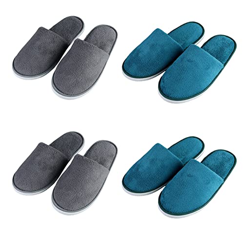 Teceyfeet 4 Paars Gästehausschuhe Set, Hotelslipper Hausschuhe Set Hochwertig Hotelslipper Badeslipper für Damen und Herren von Teceyfeet