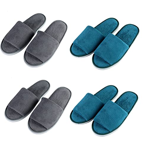 Teceyfeet 4 Paars Gästehausschuhe Set, Hotelslipper Hausschuhe Set Hochwertig Hotelslipper Badeslipper für Damen und Herren von Teceyfeet