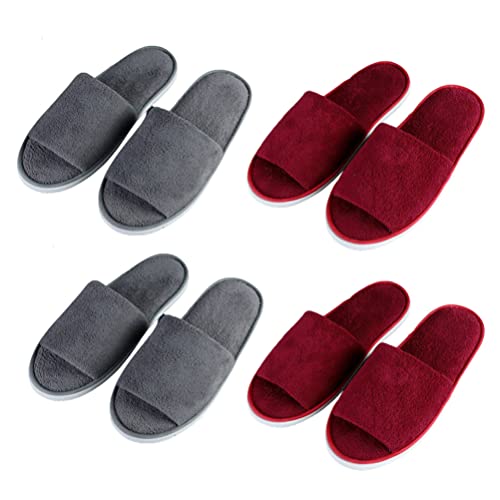 Teceyfeet 4 Paars Gästehausschuhe Set, Hotelslipper Hausschuhe Set Hochwertig Hotelslipper Badeslipper für Damen und Herren von Teceyfeet