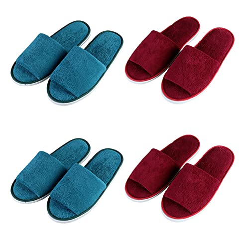 Teceyfeet 4 Paars Gästehausschuhe Set, Hotelslipper Hausschuhe Set Hochwertig Hotelslipper Badeslipper für Damen und Herren von Teceyfeet