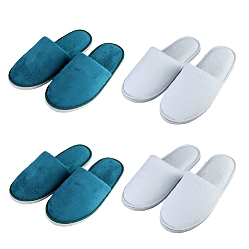 Teceyfeet 4 Paars Gästehausschuhe Set, Hotelslipper Hausschuhe Set Hochwertig Hotelslipper Badeslipper für Damen und Herren von Teceyfeet