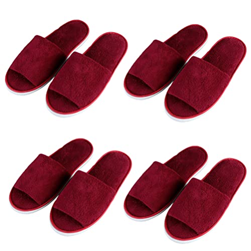 Teceyfeet 4 Paars Gästehausschuhe Set, Hotelslipper Hausschuhe Set Hochwertig Waschbar Hotelslipper Offene Zehe Badeslipper für Damen 28 * 11cm,Herren 29.5 * 11.5cm von Teceyfeet