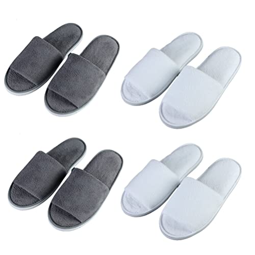 Teceyfeet 4 Paars Gästehausschuhe Set, Hotelslipper Hausschuhe Set Hochwertig Waschbar Hotelslipper Offene Zehe Badeslipper für Damen 28 * 11cm,Herren 29.5 * 11.5cm von Teceyfeet