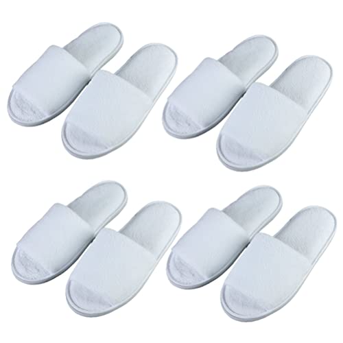 Teceyfeet 4 Paars Gästehausschuhe Set, Hotelslipper Hausschuhe Set Hochwertig Waschbar Hotelslipper Offene Zehe Badeslipper für Damen 28 * 11cm,Herren 29.5 * 11.5cm von Teceyfeet