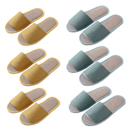 Teceyfeet 5-6 Paar Gästehausschuhe Spa Hausschuhe Waschbar, Hausschuhe Set Gästepantoffeln Filzpantoffeln Herren und Damen für Spa, Schlafzimmer, Badezimmer, Hotel von Teceyfeet