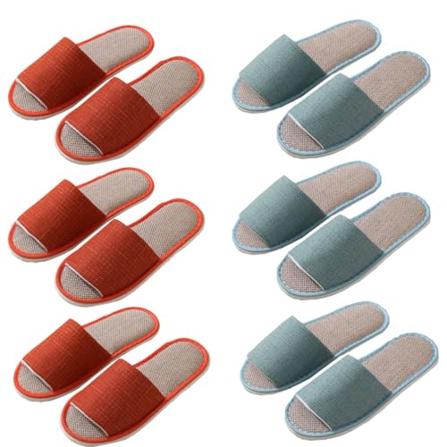 Teceyfeet 5-6 Paar Gästehausschuhe Spa Hausschuhe Waschbar, Hausschuhe Set Gästepantoffeln Filzpantoffeln Herren und Damen für Spa, Schlafzimmer, Badezimmer, Hotel von Teceyfeet