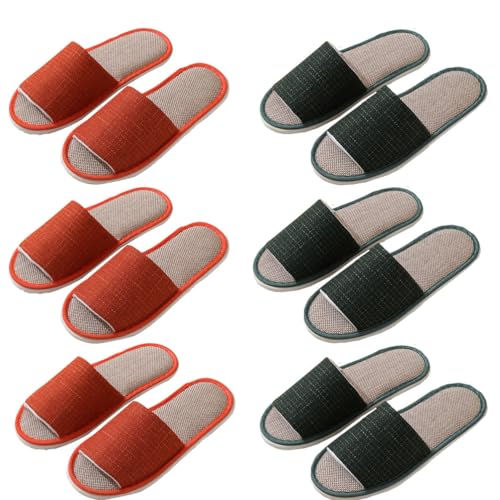Teceyfeet 5-6 Paar Gästehausschuhe Spa Hausschuhe Waschbar, Hausschuhe Set Gästepantoffeln Filzpantoffeln Herren und Damen für Spa, Schlafzimmer, Badezimmer, Hotel von Teceyfeet