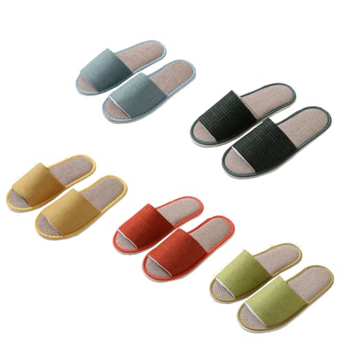 Teceyfeet 5-6 Paar Gästehausschuhe Spa Hausschuhe Waschbar, Hausschuhe Set Gästepantoffeln Filzpantoffeln Herren und Damen für Spa, Schlafzimmer, Badezimmer, Hotel von Teceyfeet