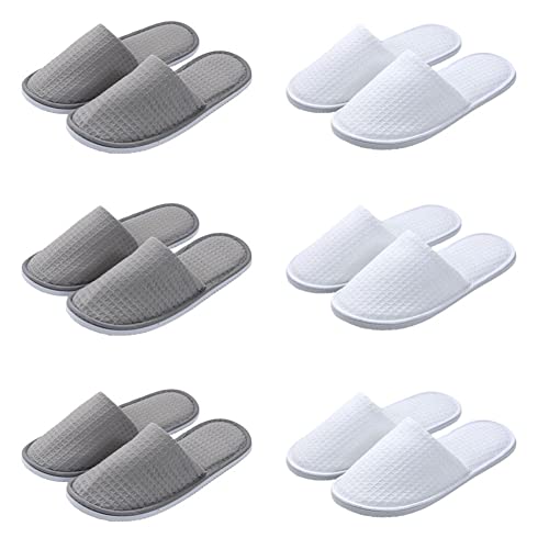 Teceyfeet 6 Paar Unisex Gästehausschuhe Pantoffeln Hausschuhe Set, Hotelslipper Einwegslipper Spa Filzpantoffeln für Gäste, Ideal für Familie, Hotel oder Reisen von Teceyfeet