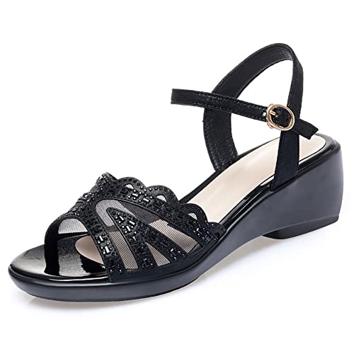 Teceyfeet Damen Sandaletten Keilabsatz Sommer Schuhe Freizeit Keilsandalen Damen Sommer Strandsandalen Plateau Sandaletten Elegant Sommerschuhe Sandale von Teceyfeet