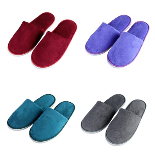 Teceyfeet Gästehausschuhe 4er Set, Mann und Frau Gästepantoffeln Hotelslipper Hausschuhe Antirutsch Slipper aus Samt hochwertig für Gäste von Teceyfeet