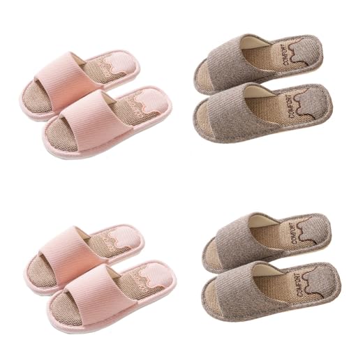 Teceyfeet Gästehausschuhe 4er Set Unisex Leinen Atmungsaktiv Memory Foam Pantoffeln Winter Home Silent Waschbare Slippers für Männer und Frauen Teceyfeet Gästehausschuhe 4er Set Unisex Leinen Atmungsaktiv Memory Foam Pantoffeln Winter Home Silent Waschbare Slippers für Männer und Frauen von Teceyfeet