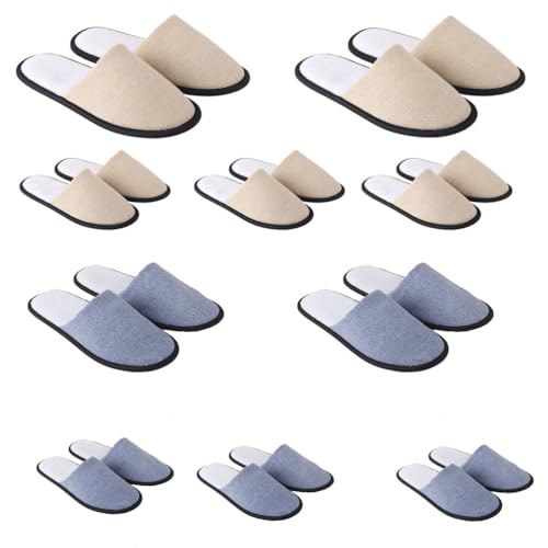 Teceyfeet Gästehausschuhe Set Hochwertig,10 Paar Set Unisex Gästepantoffeln Waschbar Bequeme Hausschuhe ideal für Gäste von Teceyfeet