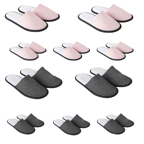 Teceyfeet Gästehausschuhe Set Hochwertig,10 Paar Set Unisex Gästepantoffeln Waschbar Bequeme Hausschuhe ideal für Gäste von Teceyfeet