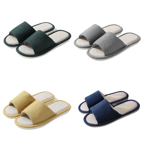 Teceyfeet Gästehausschuhe Set Unisex, 4 Paar Gästepantoffel Hochwertige Hausschuhe Waschbar Antirutsch Slippers Ideal für Haus, Schlafzimmer, Badezimmer, Hotel von Teceyfeet