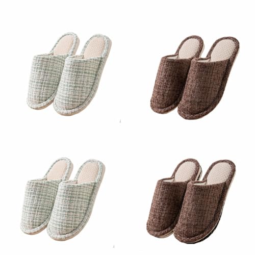 Teceyfeet Gästehausschuhe Set Unisex,4 Paar Hausschuhe Linen Hochwertig Hotelslipper Comfortable Closed Toe Gästehausschuhe Non-Slip Pantoffeln Winter Warme Slippers für Damen Herren Teceyfeet Gästehausschuhe Set Unisex,4 Paar Hausschuhe Linen Hochwertig Hotelslipper Comfortable Closed Toe Gästehausschuhe Non-Slip Pantoffeln Winter Warme Slippers für Damen Herren von Teceyfeet