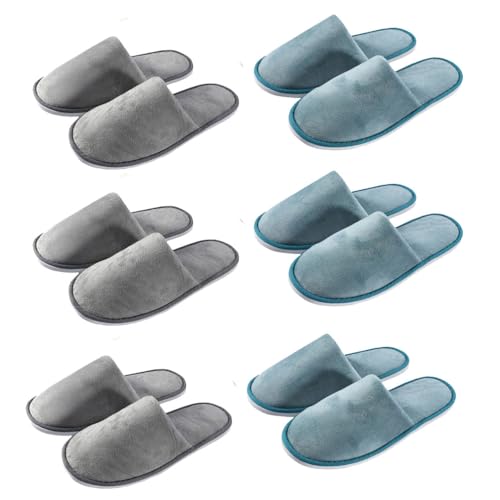 Teceyfeet Gästehausschuhe Set Waschbar,4-6 Paar Hausschuhe Unisex Set Winter Warm Gästepantoffel Damen Filzpantoffeln Rutschfest Samt Hausschuhe Hochwertig Ideal für Gäste, Familie, Hotel, Reisen von Teceyfeet