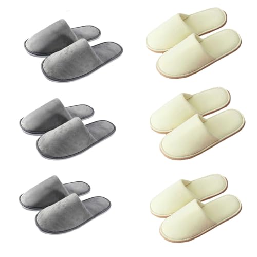 Teceyfeet Gästehausschuhe Set Waschbar,4-6 Paar Hausschuhe Unisex Set Winter Warm Gästepantoffel Damen Filzpantoffeln Rutschfest Samt Hausschuhe Hochwertig Ideal für Gäste, Familie, Hotel, Reisen von Teceyfeet
