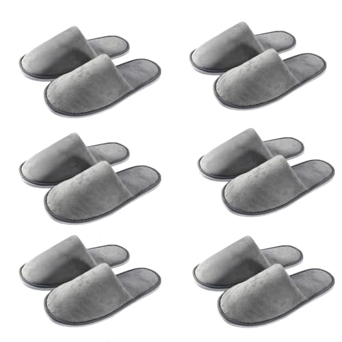 Teceyfeet Gästehausschuhe Set Waschbar,4-6 Paar Hausschuhe Unisex Set Winter Warm Gästepantoffel Damen Filzpantoffeln Rutschfest Samt Hausschuhe Hochwertig Ideal für Gäste, Familie, Hotel, Reisen von Teceyfeet
