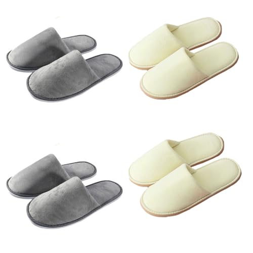 Teceyfeet Gästehausschuhe Set Waschbar,4-6 Paar Hausschuhe Unisex Set Winter Warm Gästepantoffel Damen Filzpantoffeln Rutschfest Samt Hausschuhe Hochwertig Ideal für Gäste, Familie, Hotel, Reisen von Teceyfeet