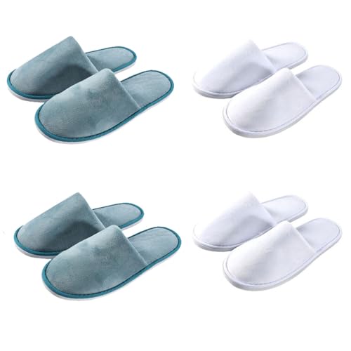 Teceyfeet Gästehausschuhe Set Waschbar,4-6 Paar Hausschuhe Unisex Set Winter Warm Gästepantoffel Damen Filzpantoffeln Rutschfest Samt Hausschuhe Hochwertig Ideal für Gäste, Familie, Hotel, Reisen von Teceyfeet