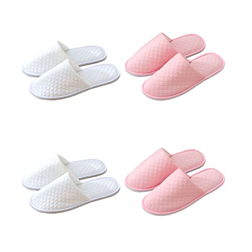 Teceyfeet Gästehausschuhe Set Waschbar,4 Paar Hausschuhe Set Filzpantoffeln Gästepantoffel Damen Rutschfest Samt Hausschuhe Bequeme Slippers Ideal für Gäste, Familie, Hotel, Reisen von Teceyfeet