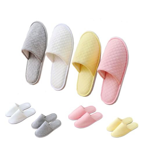 Teceyfeet Gästehausschuhe Set Waschbar,4 Paar Hausschuhe Set Filzpantoffeln Gästepantoffel Damen Rutschfest Samt Hausschuhe Bequeme Slippers Ideal für Gäste, Familie, Hotel, Reisen von Teceyfeet