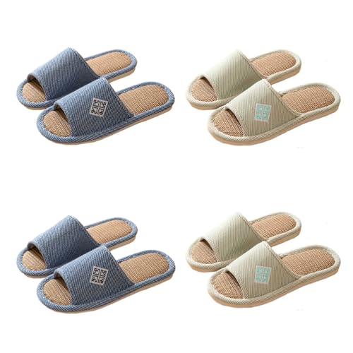 Teceyfeet Gästehausschuhe Set Waschbar,4 Paar Unisex Hausschuhe Set Winter Warm Gästepantoffel Filzpantoffeln Hotelslipper Rutschfest Pantoffeln Slippers Ideal für Gäste, Familie, Hotel, Reisen von Teceyfeet