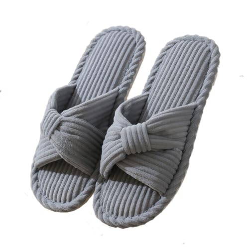 Teceyfeet Hausschuhe Damen Hausschuhe Memory Foam Atmungsaktiv Sommer Pantoletten Cord Cross Band Slippers Herren Gästehausschuhe Rutschfeste Slide Slippers von Teceyfeet