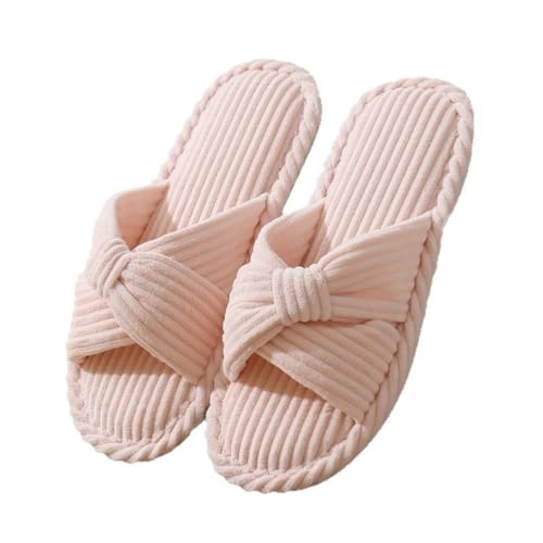Teceyfeet Hausschuhe Damen Hausschuhe Memory Foam Atmungsaktiv Sommer Pantoletten Cord Cross Band Slippers Herren Gästehausschuhe Rutschfeste Slide Slippers von Teceyfeet