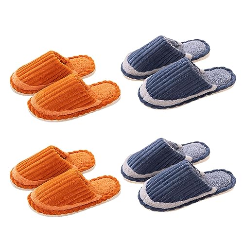 Teceyfeet Hausschuhe Damen,4 Paare Winter Wärme Bequem Hausschuhe Unisex Flauschige Plüsch Hausschuhe Herren Geschlossen Pantoffeln Rutschfeste Hause Slippers Waschbare Gästehausschuhe Indoor Outdoor von Teceyfeet