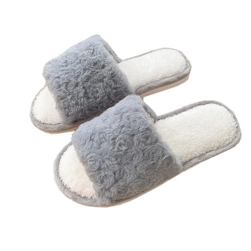 Teceyfeet Hausschuhe Damen Gästehausschuhe Memory Foam Pantoffeln Winter Plüsch Pantoffeln Hausschuhe Bequeme Flauschig Home Slippers von Teceyfeet
