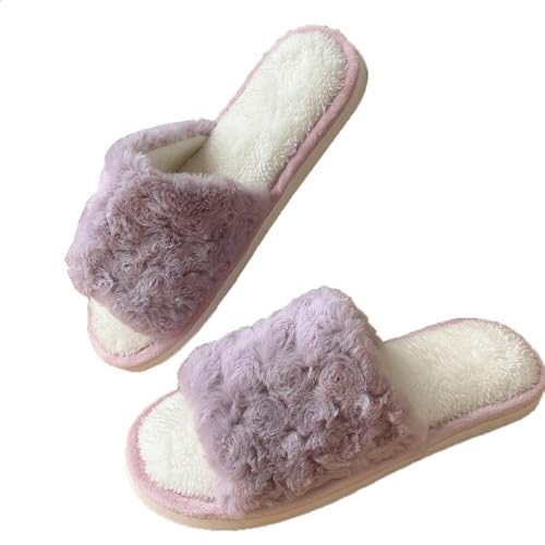 Teceyfeet Hausschuhe Damen Gästehausschuhe Memory Foam Pantoffeln Winter Plüsch Pantoffeln Hausschuhe Bequeme Flauschig Home Slippers von Teceyfeet