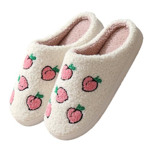 Teceyfeet Hausschuhe Damen Pantoffeln Herren Winter Warm Erdbeere Obst Filzpantoffeln Unisex Warme Flauschig Plüsch Pantoffeln Bequeme Slippers Memory Foam Hausschuhe für Paare von Teceyfeet