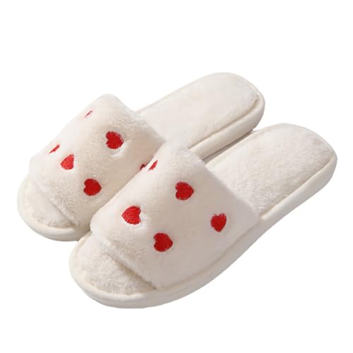 Teceyfeet Damen Winter Slides Slippers Waschbar Flauschige Hausschuhe Plüsch Hausschuhe Unisex Warme Rutschfeste Herz Pantoffeln für Drinnen und Draussen von Teceyfeet