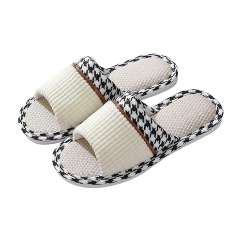 Teceyfeet Hausschuhe Gäste Winter Leinen Gästeschlappen Waschbar Slippers Rutschfester Hausschuhe Damen Gästepantoffeln Unisex Filzpantoffeln hochwertig Offener Zeh Pantoffeln Hausschuhe für Gäste von Teceyfeet