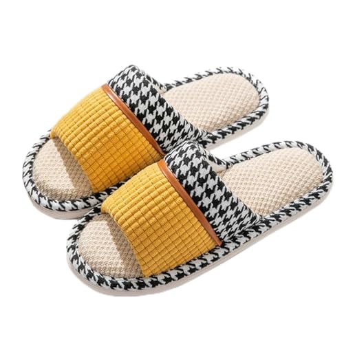Teceyfeet Hausschuhe Gäste Winter Leinen Gästeschlappen Waschbar Slippers Rutschfester Hausschuhe Damen Gästepantoffeln Unisex Filzpantoffeln hochwertig Offener Zeh Pantoffeln für Gäste von Teceyfeet